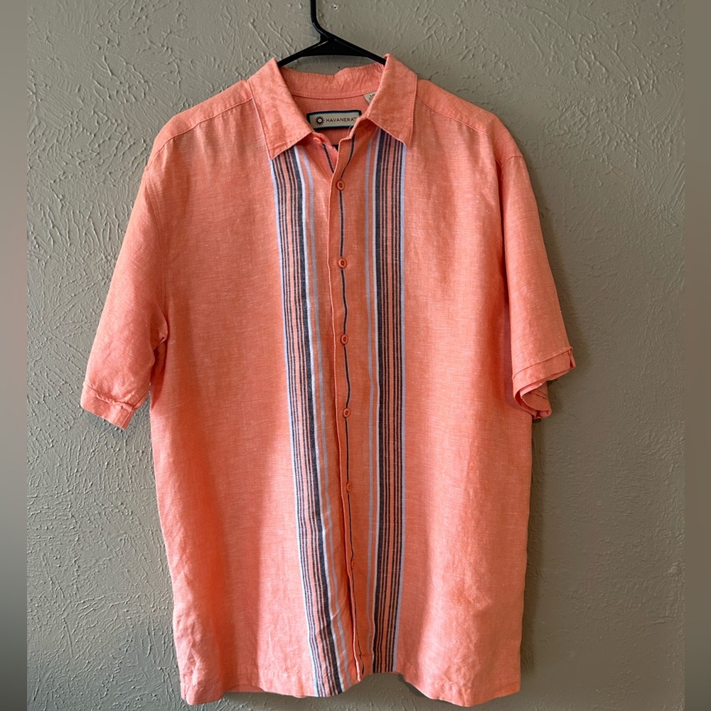 Havanera Men’s button-down shirt, Size L 55% Linen